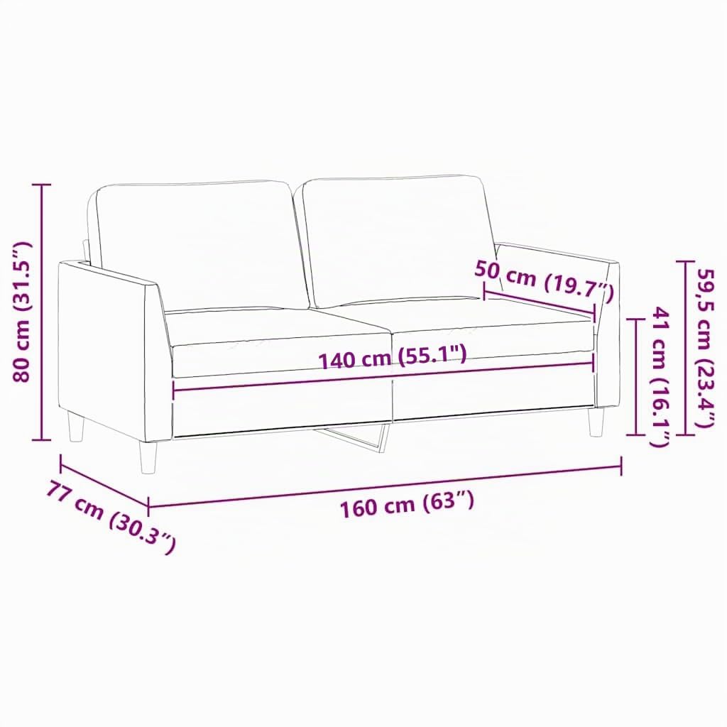 vidaXL Divano a 2 Posti Nero 140 cm in Similpelle