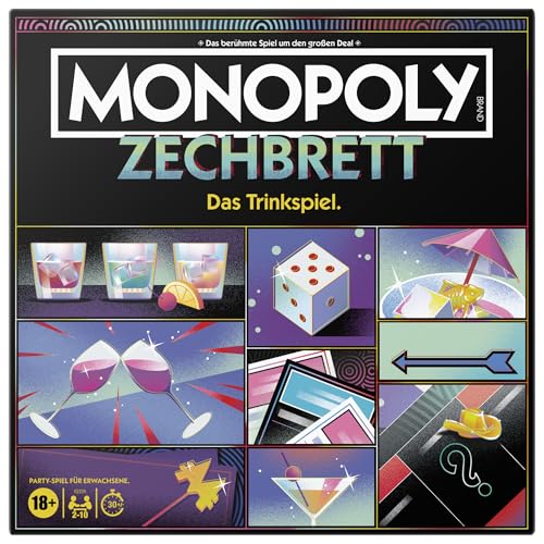 Monopoly Board Crawl Partyspiel offizielles Monopoly Trinkspiel für Erwachsene ab 21 Jahren - Deutsche Fassung