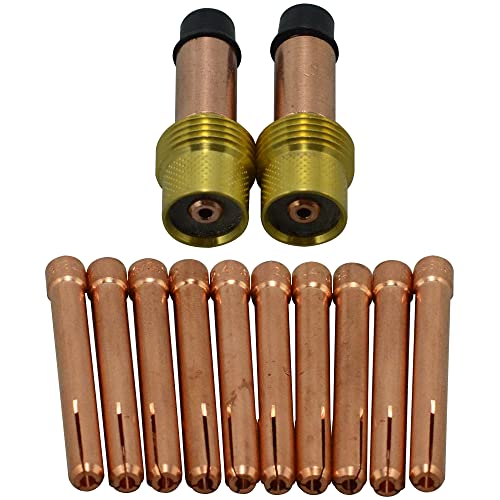 Image of RIVERWELD TIG Gas Lens Collets Bodies 45V26 10N24 3 /32 inch & 2.4mm 12pcs | Large Diameter Assorted Size Kit Fit DB SR WP 17 18 26 TIG Welding Torch