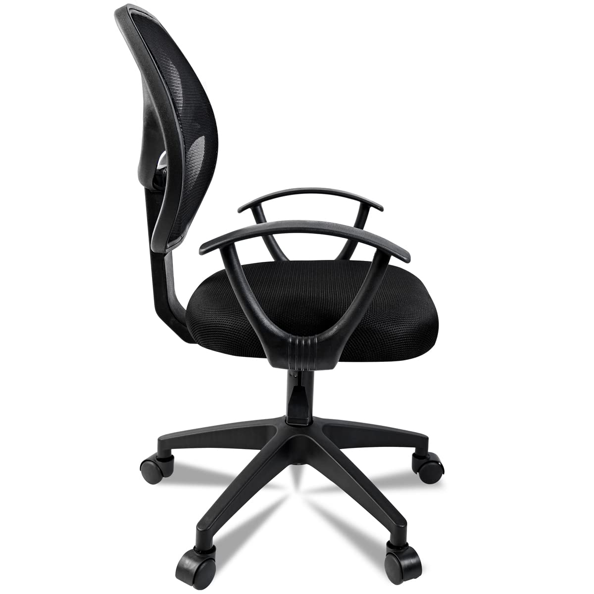 Silla de oficina ergonómica con respaldo de malla transpirable, asiento acolchado, altura ajustable, reposabrazos fijos y ruedas giratorias | Cómoda, funcional y moderna para casa o despacho