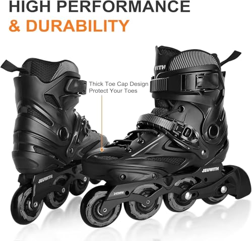 Image of Inline Skates for Women Men, Outdoor Street Blades Roller Adult Male Female, Professional Fitness Roller Skates Blades for Unisex (Black) Men9.5 /Women10.5 /28.5cm
