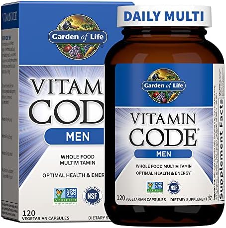 Garden of Life Vitamin Code Whole Food Multivitamin for Men - 120 Capsules, Vitamins for Men + Fruit & Veggie Blend and Probiotics for Energy, Heart & Prostate Health, Vegetarian Mens Multivitamins