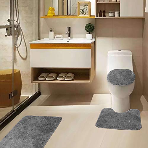 Golden Linens - Tapete de microfibra de lujo, 3 piezas, extra suave al tacto y absorbente, lavable a máquina, tapete de baño de 20 x 30 pulgadas, contorno de 18 x 18 pulgadas, cubierta de tapa de 20 x