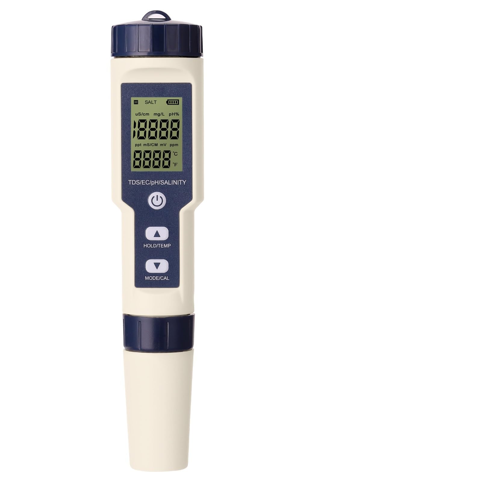 Misuratore Ph, Rilevatore digitale della qualità acqua 5 in 1 Misuratore di test PH/EC/TDS/Salinità/Temperatura Monitor multifunzione for tester della qualità acqua Piscine, Acquari, Acqua Potabile Ec