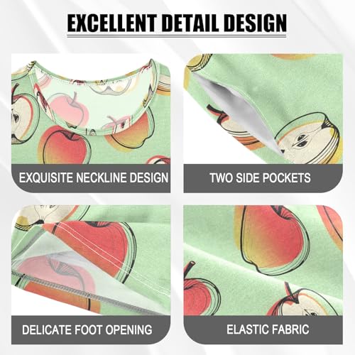 Apple Green Cartoon Cute Pattern Summer Cute Pajama Sets, Short Sets for Daily Wears and Sleep Wears4