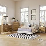 6-Pieces Bedroom Furniture Set, Include Full Cream Upholstered Platform Bed with Storage Ottoman,6 D