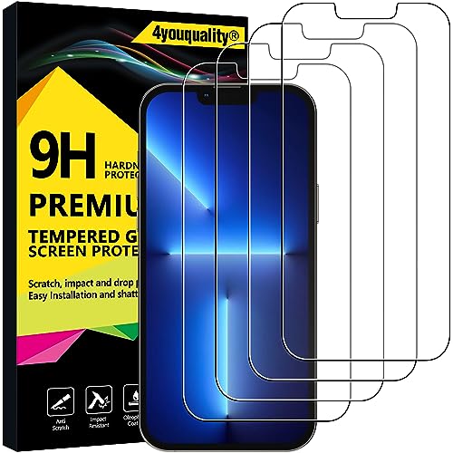 4youquality [4-Pack Screen Protector for iPhone 14 Plus iPhone 13 Pro Max (6.7-Inch) Tempered Glass Film [LifetimeSupport][Anti-Shatter][Anti-Scratch][Impact-Protection]