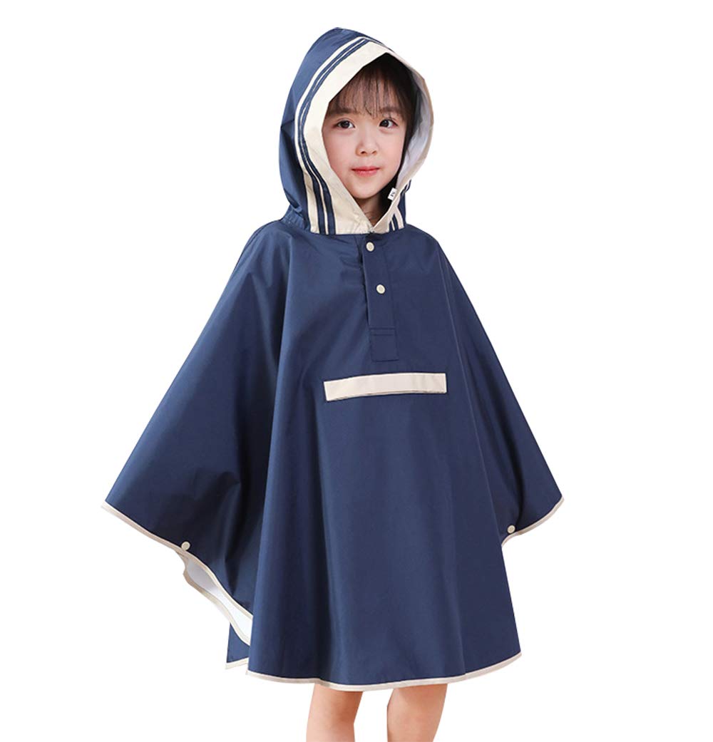 D C.Supernice Girls Waterproof Poncho Toddler Kids College Graduation Style Lightweight Raincoat for Age 2-8 Navy