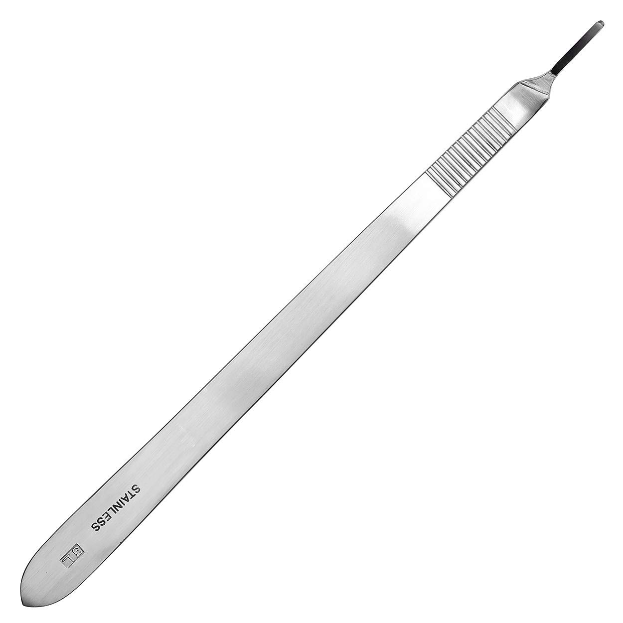 Lot de 10 lames de scalpel Figurine 12 en acier carbone - Lames de rechange emballées individuellement stériles + 1 May - Support scalpel avec manche courbé de 20 cm de long - Acier inoxydable