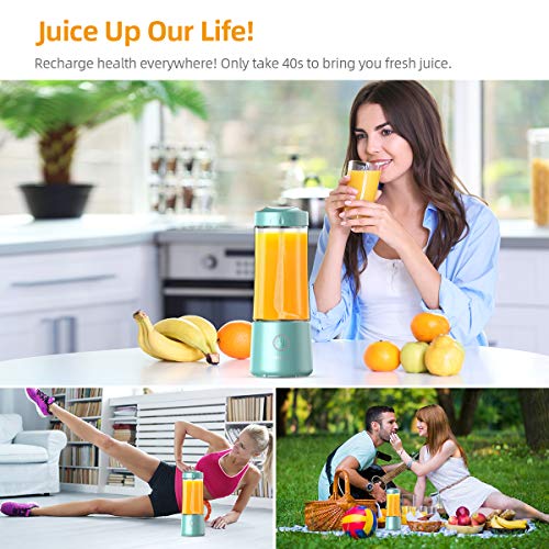 2023 Hotsch Portable Blender, 13.5 Oz Personal Size Juicer Cup For Smoothies And Shakes, Usb Rechargeable With Six Blades, For Sports Travel And Outdoors - Blue #TOP4