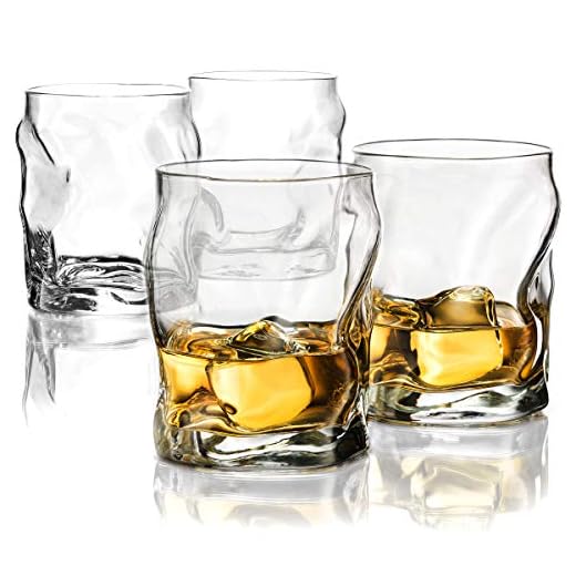 Double Old Fashioned Whiskey Glasses (Set of 4) Whiskey Glass Set, 14.¼ Ounce Crystal Clear Cocktail Glasses Barware For Whisky, Bourbon, Scotch, Water, Juice, Rock Glasses Drinking Glasses Set.