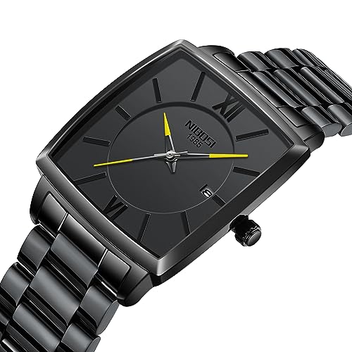 Image of NIBOSI Men's Watches Analog Military Sport Black Dial Watches for Men Business Waterproof Casual Watch Stainless Steel Wrist Watches Date