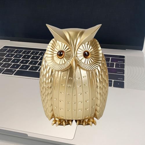 Estatua Búho Dorado en Resina para Decoración miniatura 2