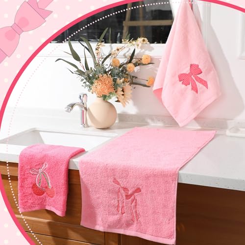 3 Pcs Pink Hand Towels for Bathroom - image 4
