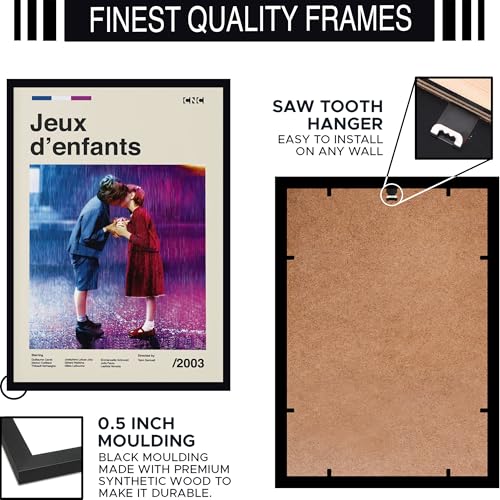 Image of BLINKART Jexux D'Enfants Love Movie Poster Frame 8x12 Inch | Premium 300 GSM Paper Wall Print | Mid Century Vintage Film Artwork for Home, Bedroom, Living Room, Office | Framed Photo Decor