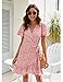 Naggoo Women's Summer Wrap V Neck Polka Dot Print Ruffle Short Sleeve Mini Floral Dress with Belt (M, Pink)
