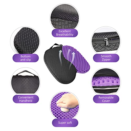 Vedozo Gel Seat Cushion For Office Chairs, Car Seat Cushion For Long Sitting, Wheelchair Pads For Tailbone Pressure Relief Butt & Back Pain, Purple/Black, (Zd020) #TOP4