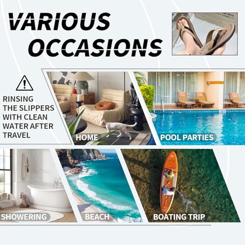 Image of Men's Flip Flops Sandal Casual Comfortable Outdoor Thong Sandals for Men Summer Beach Slides Lightweight Non-Slip Shoes with Soft Cushion Arch Support