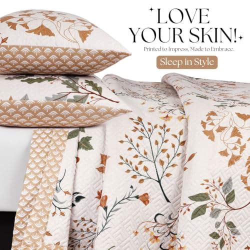Image of VAS COLLECTIONS 100% Cotton King Bedspread Set, 280 TC Ultrasonic Quilted Coverlet, Soft & Lightweight, 90x100 in (228x254 cm), 2 Pillow Covers (Harvest Cream)