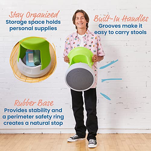 Image of ECR4Kids Active Storage Wobble Stool, 18in Seat Height, Childrens Furniture, Lime Green /Light Grey