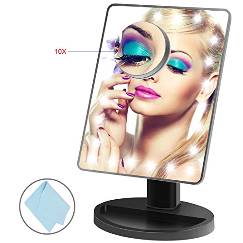 BEQOOL Specchio per trucco illuminato con specchio...
