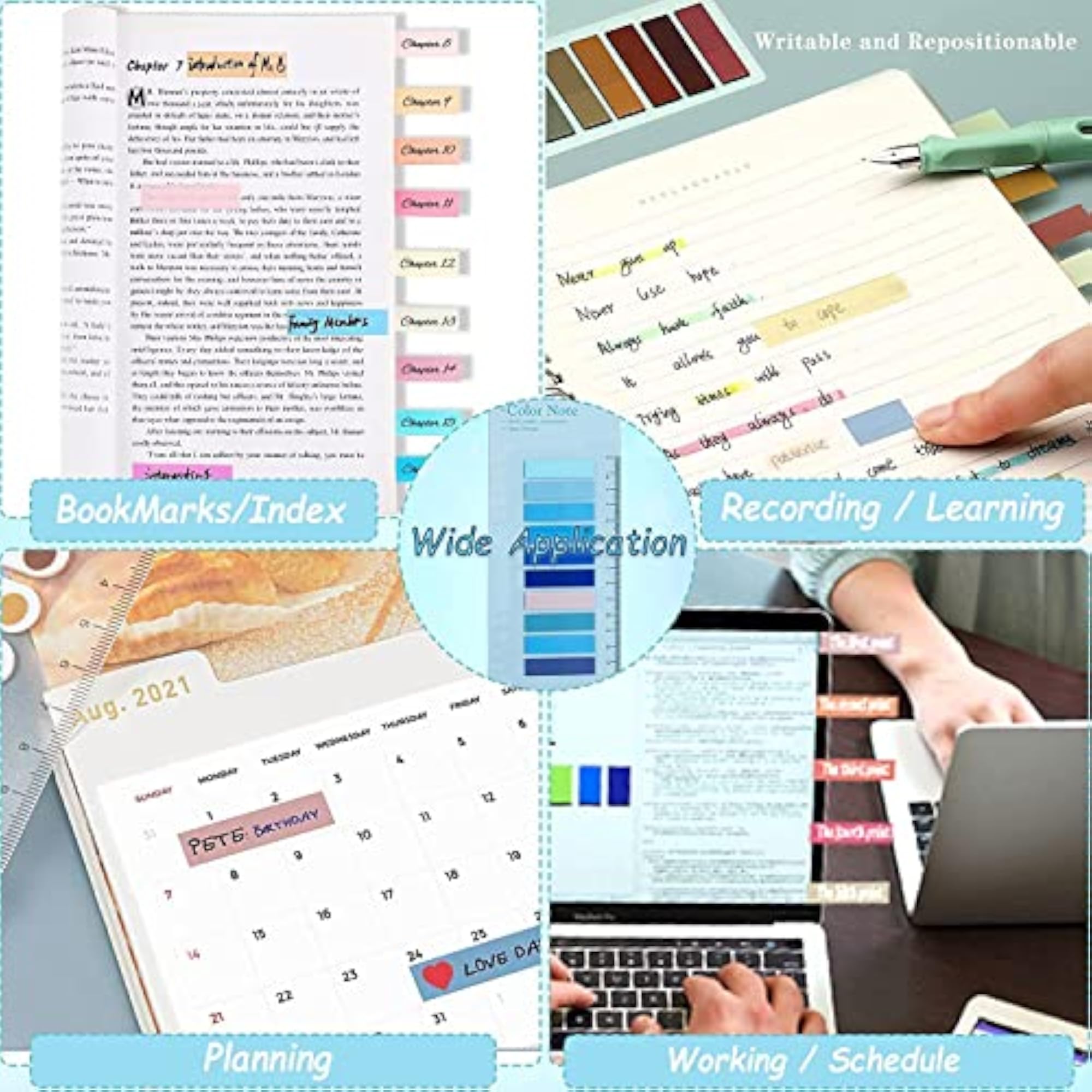 Index Tabs Sticky Notes with Ruler for Notebook
