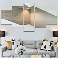 SIGNWIN 5 Panel Canvas Wall Art Architecture & Maps Closeup Cool Industrial Multicolor Patterns for Home Decorations Ready to Hang - 60