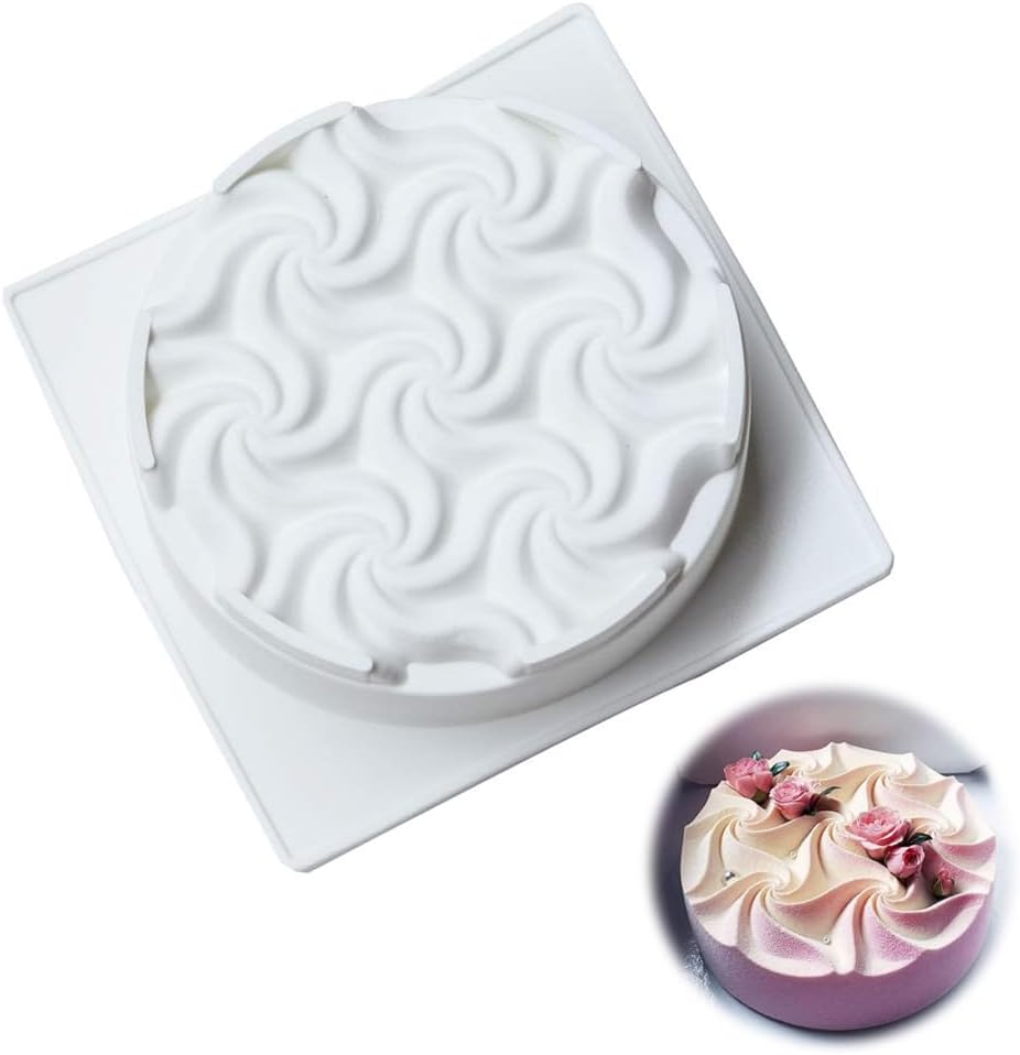 Azonee One Cavity Large Silicone Baking Mold for Jello & Mousse Cake, 3D Spiral Nonstick Silicone Cake Pan for Desserts, Gelatin, Pastry, Chocolate, Kitchen Baking & Freezing