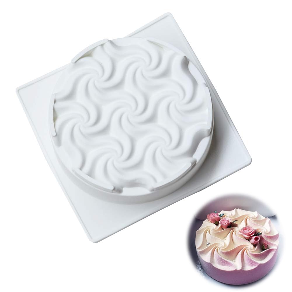 One Cavity Large Silicone Baking Mold for Jello & Mousse Cake, 3D Spiral Nonstick Silicone Cake Pan for Desserts, Gelatin, Pastry, Chocolate, Kitchen Baking & Freezing