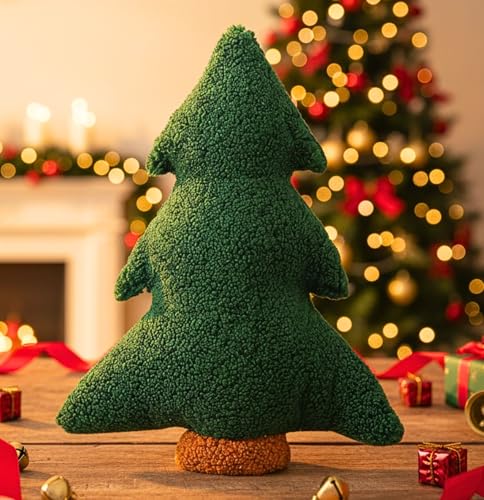 Image of Tickles Christmas Tree Soft Stuffed Plush Pillow Cum Toy for Kids Boys & Girls Birthday Gift (Color: Green, Size: 35 cm)