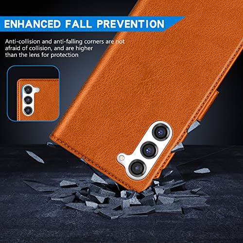 ZZXX for Galaxy S23 Plus Wallet Case Magnetic Closure 6.6 inch,Brown - image 7