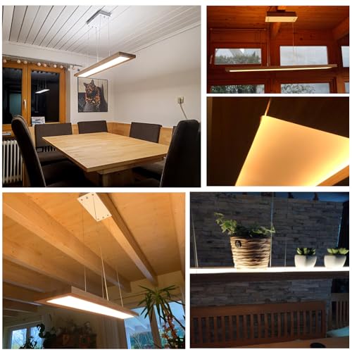 ZMH LED Pendelleuchte Hängelampe Holz - Esstischlampe Esszimmer Dimmbar Modern Design 100CM Mit Fernbedienung Esstisch lampe Hängend Höhenverstellbar Hängeleuchte für Wohnzimmer Schlafzimmer Büro