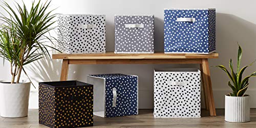 Image of DII Woven Polyester Storage Bin, Polka Dot, French Blue, Small Set of 4