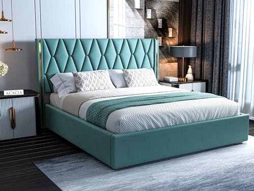 Acacia Modern Upholstered King Size Bed with Box Storage for Bedr...