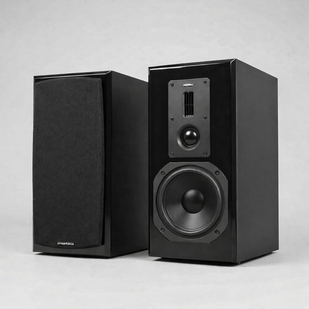 Dynavoice Definition DM-6 II Noir – Enceintes Bibliothèque HiFi Passives 6,5 Pouces Kevlar, 2 Tweeters Ribbon + Soft Dome, Système X-Change, 35-32.000 Hz, 120W, 6 Ohms – Paire.