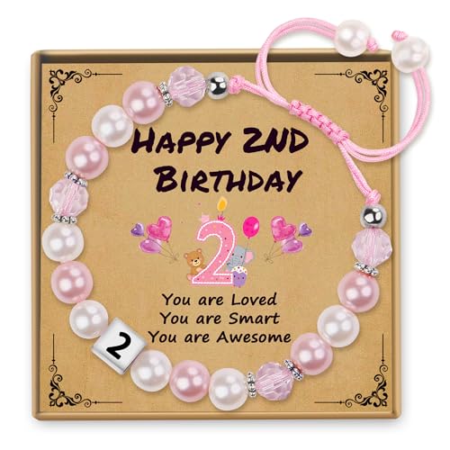 Image of Sereney Birthday Gifts for Girls, Beaded Bracelets as 1 /2 1 2 3 4 5 6 7 8 9 10 11 12 13 14 15 16 Year Old Birthday Gift, Adjustable Cross /Pearl Bracelet as Happy Birthday Gifts for Daughter