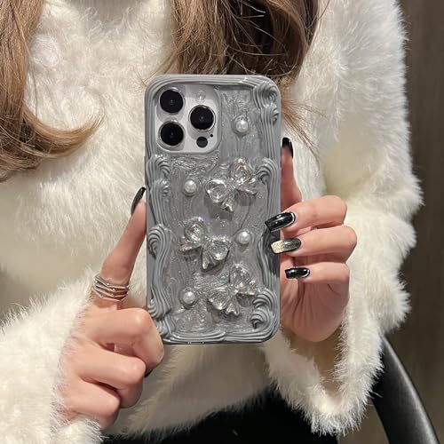 Coque silicone iPhone 15 Pro antichoc à nœud 3D et paillettes - 6