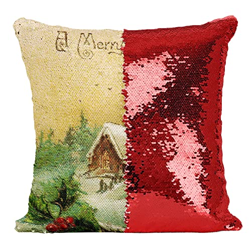 Coussin Sequin Rouge de Noël : Dites Adieu à une Déco de Fêtes Terne - 2