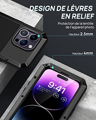 Coque iPhone 14 Pro Max antichoc intégrale blindée en métal noir solide - 3