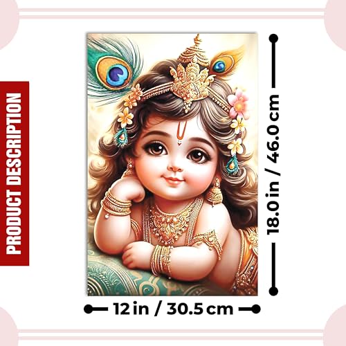 Image of Twinster Bal krishna Posters Photo for Pregnant Women, Baby Poster Self Adhesive (Size 45 cm by 30 cm) Pack of 1 (Design1)