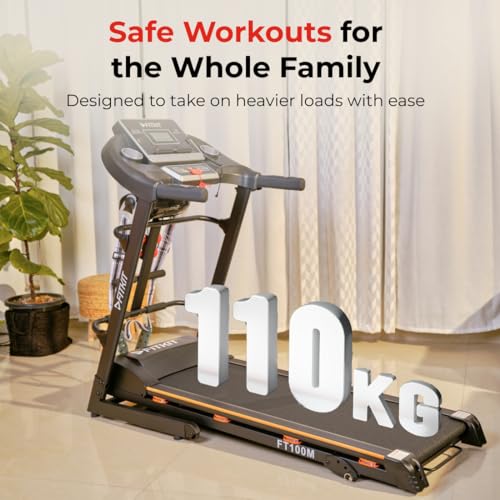 Image of Fitkit by Cult FT100M 4.5 HP Peak (Max Weight: 110Kg, Manual Incline) Treadmill for Home Use &1 Year Warranty