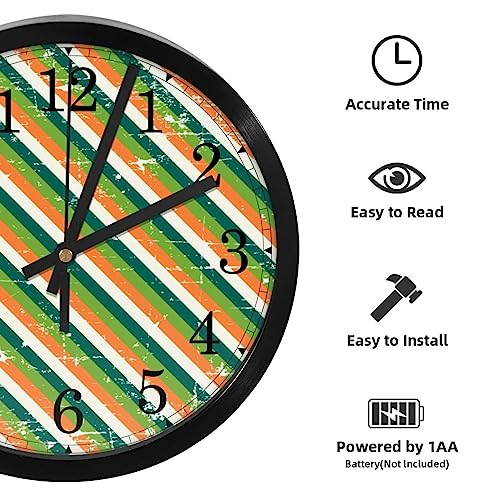 Horloge murale ronde pour école et bureau au design rayures Saint-Patrick - 3