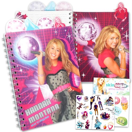 Disney Hannah Montana Journal Set - Bundle with Miley Cyrus Notebook with Tab Dividers Plus Stickers, More for Kids, Teens, and Adults | Hannah Montana Journal Notebook