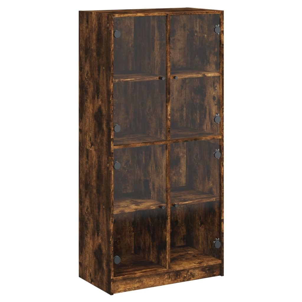 Mobile alto con ante in legno di rovere affumicato, 68 x 37 x 142
