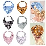 Sibba 6 PCS Floral Head Kerchief Multifunctional Chiffon Headband Hair Bandanas Elastic Hair Band Scrunchies Boho Hair Scarves Turban Hair Scarf Hairbands Cute For Women Girls