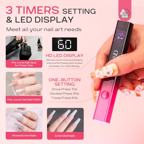 Image of SAVILAND Mini Handheld U V Light for Nails, 12W