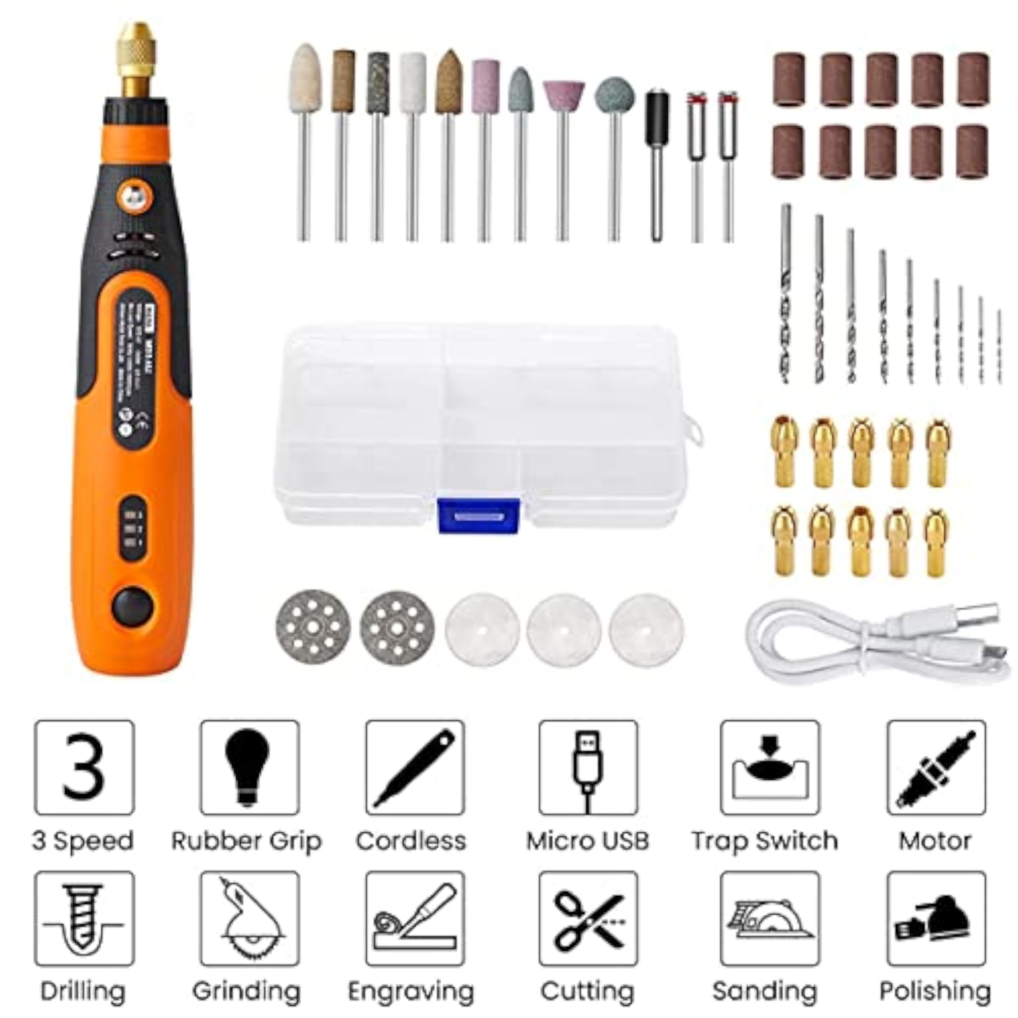 45pcs Mini Cordless Drill Machine, USB Rechargeable