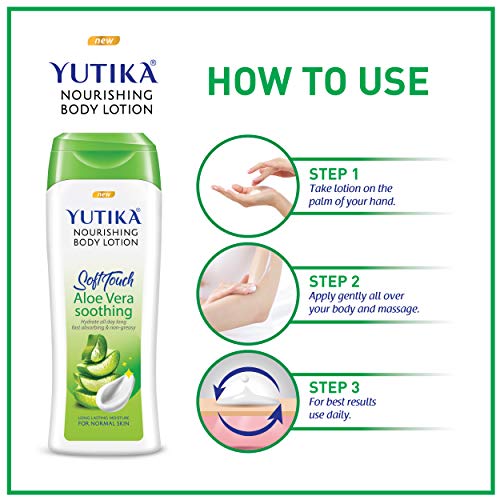 Image of Yuthika Naturals Aloe Vera Soft Touch 300ml Body Lotion for Women & Men | 72Hr Hydration | for Dry to Very Dry Skin | Enriched with Aloe Vera | Non Greasy & Healthy Looking Skin