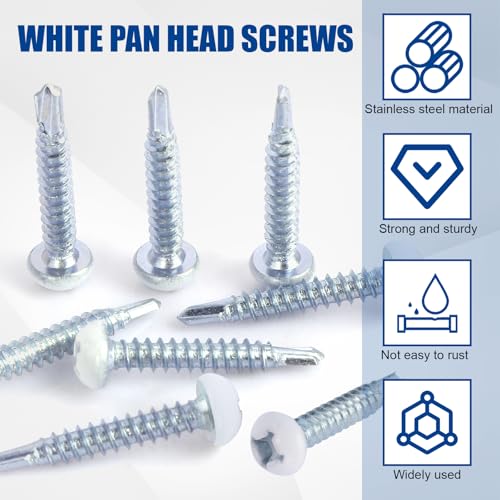 Image of Pan Head RV Screws White #8x1, 200 Pcs