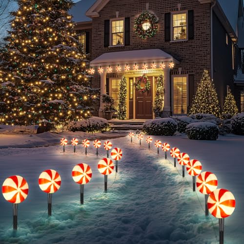 Mrsenloi Christmas Lollipop Pathway Lights, 10 Pack, Red White - image 7